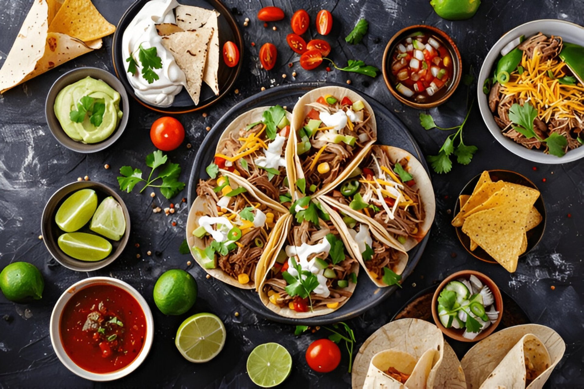 Mexican food spread